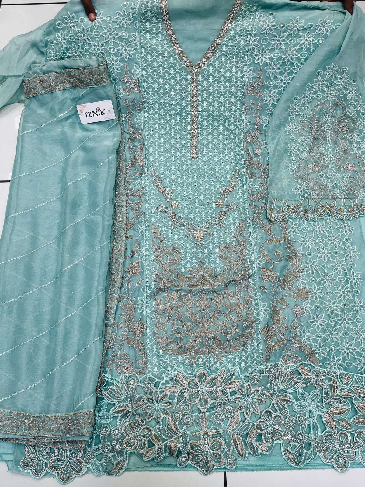 IZNIK FAB A 517 SIFFON WITH EMBROIDERY HEAVY PAKISTANI SUIT FOR WEDDING TYPE WORLDWIDE